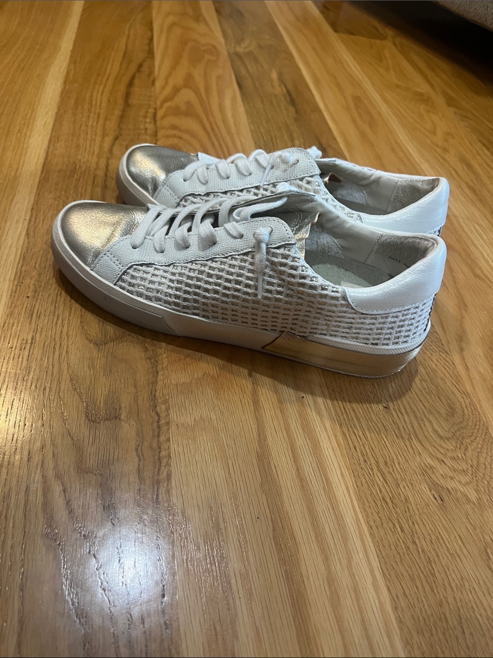 Dolce Vita Zina White Sneakers with Silver Toe